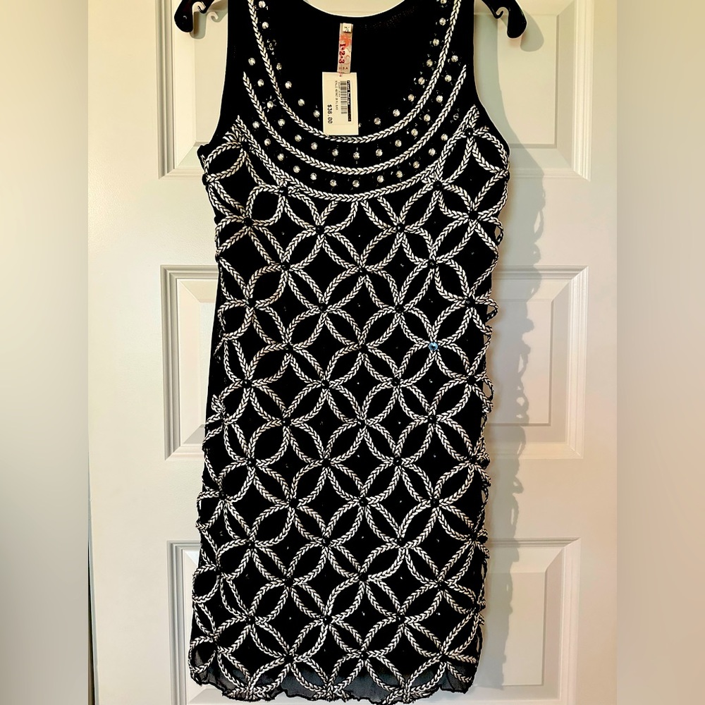 NWT Metallic Abstract Dress Black